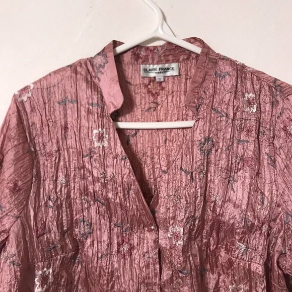 Pink crinkled/wrinkled fabric blouse - Picture 2 of 4